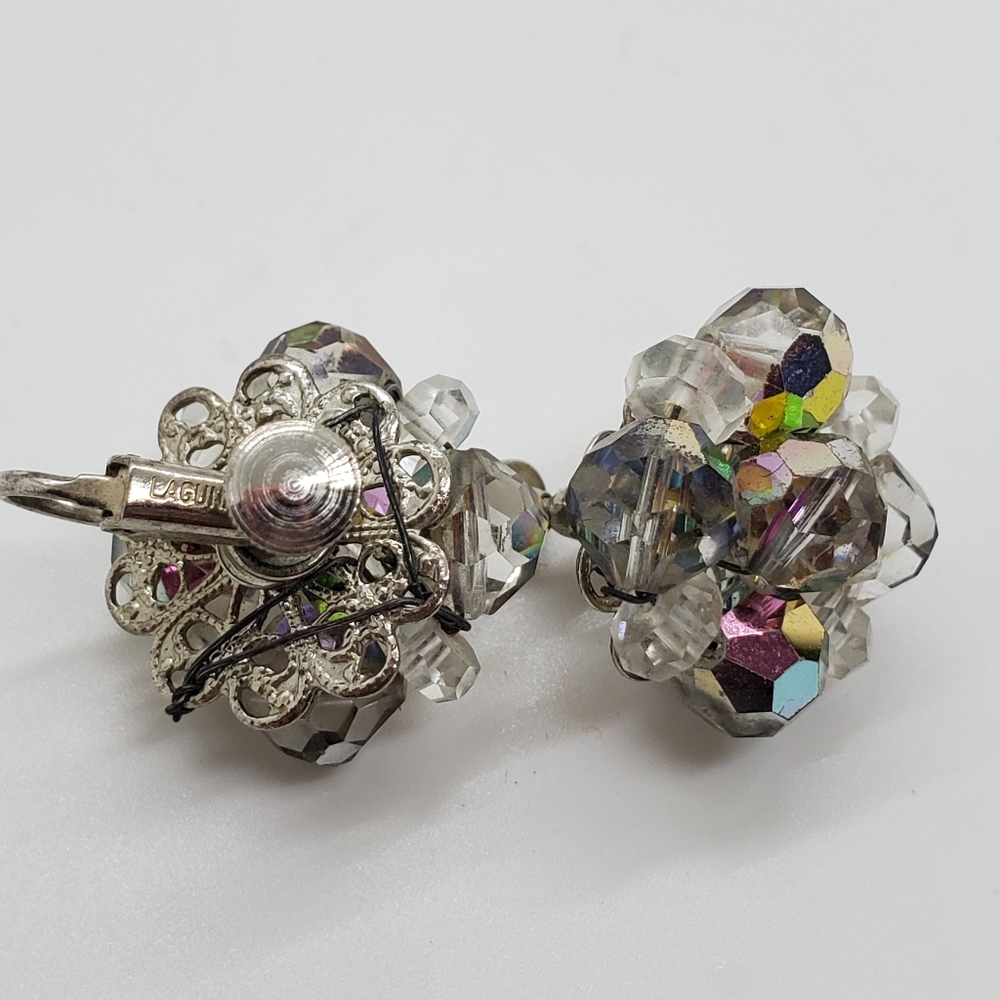 Vintage Zakian Laguna rhinestone crystal silvertone screw on - Picture 7 of 9